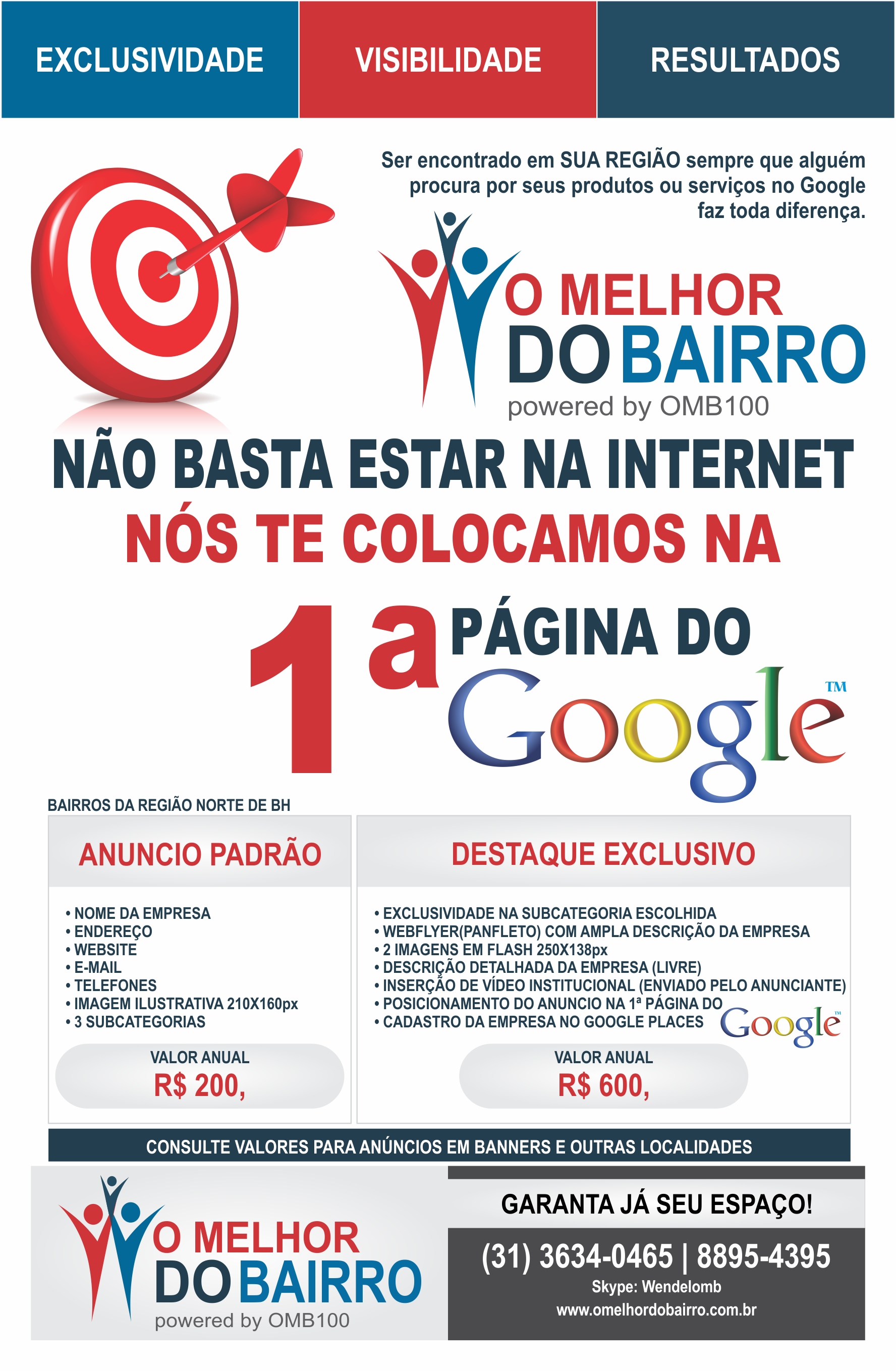 Anuncio na internet no bairro Guarani BH