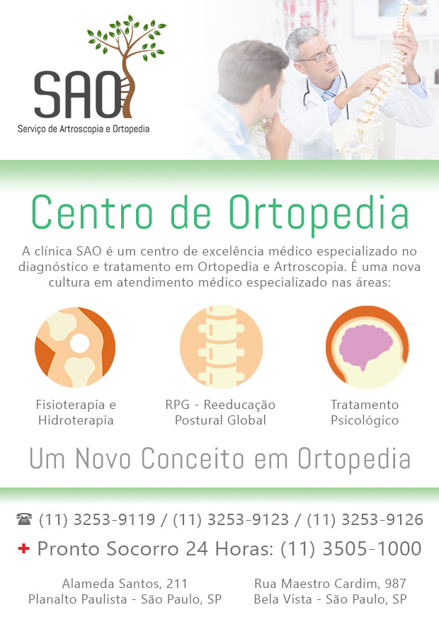SAO Servio de Artroscopia e Ortopedia - Avaliao Ortopdica no Ipiranga, So Paulo