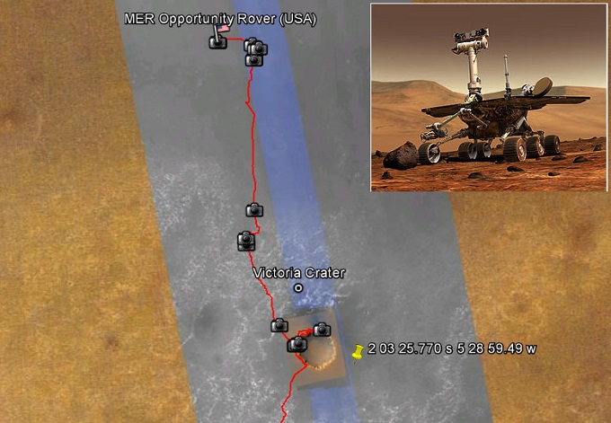 Sonda Opportunity coordenadas no Planeta Marte